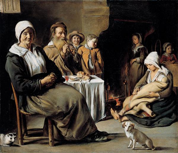 Louis Le Nain Peasant Interior with an Old Flute Player oil painting image